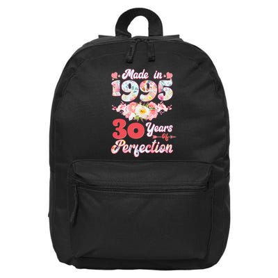 Flower Floral Made In 1995 30 Years Of Perfection 16 in Basic Backpack