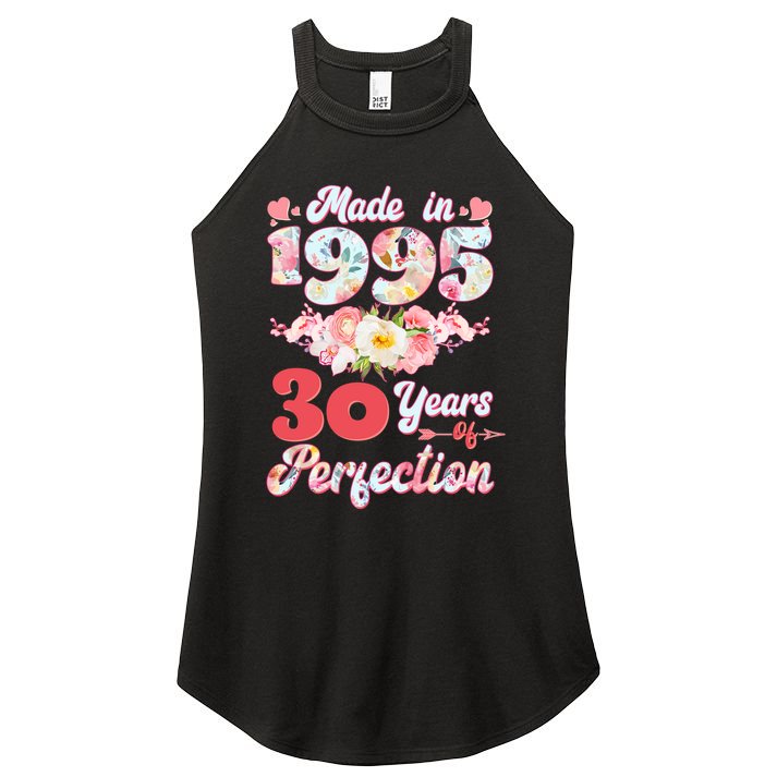 Flower Floral Made In 1995 30 Years Of Perfection Women's Perfect Tri Rocker Tank
