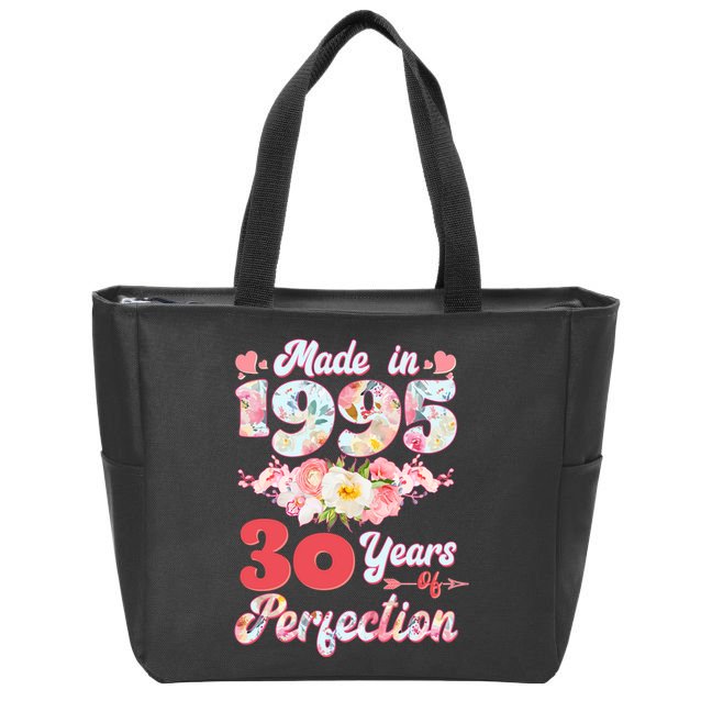 Flower Floral Made In 1995 30 Years Of Perfection Zip Tote Bag