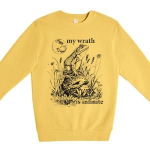 Funny Frog Meme My Wrath Is Infinite Frog Pond Premium Crewneck Sweatshirt