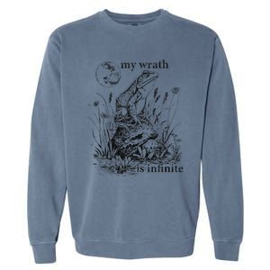 Funny Frog Meme My Wrath Is Infinite Frog Pond Garment-Dyed Sweatshirt