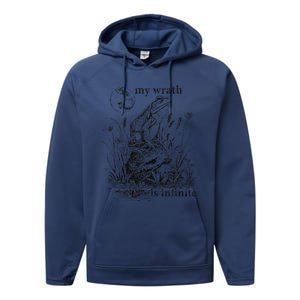 Funny Frog Meme My Wrath Is Infinite Frog Pond Performance Fleece Hoodie