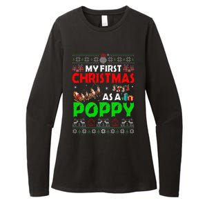 Funny Family My 1st Christmas As A Poppy Ugly Xmas Sweater Womens CVC Long Sleeve Shirt