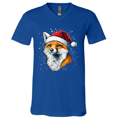 Festive Fox Merry Christmas With Family And Friends Gift V-Neck T-Shirt