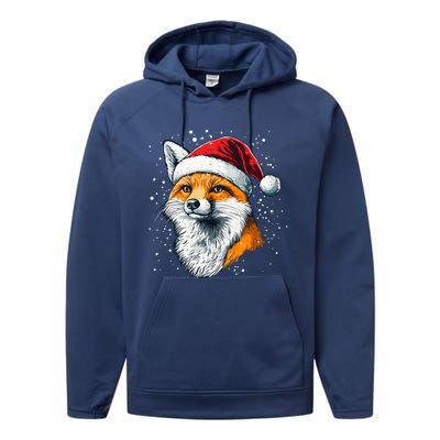 Festive Fox Merry Christmas With Family And Friends Gift Performance Fleece Hoodie