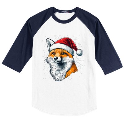 Festive Fox Merry Christmas With Family And Friends Gift Baseball Sleeve Shirt