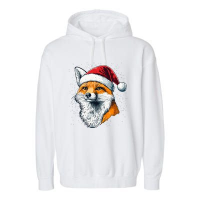 Festive Fox Merry Christmas With Family And Friends Gift Garment-Dyed Fleece Hoodie