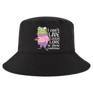 Funny Frog Meme I Cant Live Laugh Love In These Conditions Cool Comfort Performance Bucket Hat