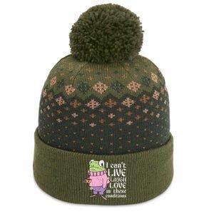 Funny Frog Meme I Cant Live Laugh Love In These Conditions The Baniff Cuffed Pom Beanie