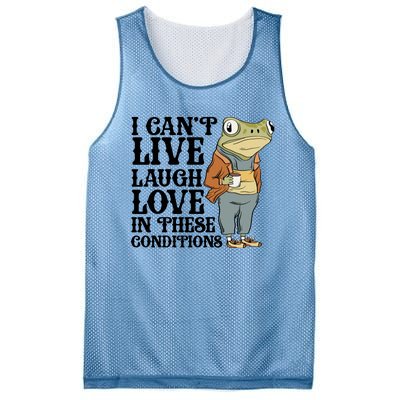 Funny Frog Meme I Cant Live Laugh Love In These Conditions Mesh Reversible Basketball Jersey Tank