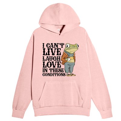 Funny Frog Meme I Cant Live Laugh Love In These Conditions Urban Pullover Hoodie