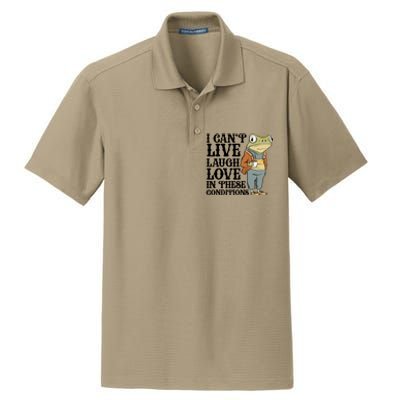 Funny Frog Meme I Cant Live Laugh Love In These Conditions Dry Zone Grid Polo