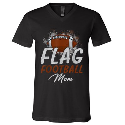 Flag Football Mom Proud Mom Of Ballers Fathers Day V-Neck T-Shirt