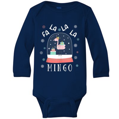 Funny Falala Mingo Christmas Falala Snow Flamingo Cute Gift Baby Long Sleeve Bodysuit