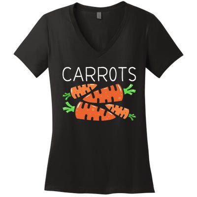 Funny Family Matching Halloween Costumes Peas And Carrots Women's V-Neck T-Shirt