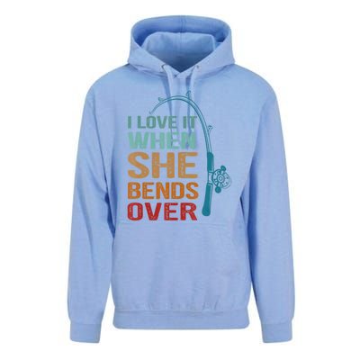 Funny Fishing Men I Love It When She Bends Over Unisex Surf Hoodie