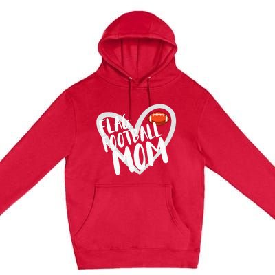 Flag Football Mom Heart Premium Pullover Hoodie