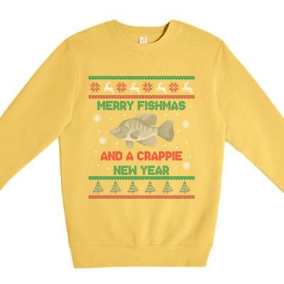 Funny Fisher Merry Fishmas And A Crappie New Year Gift Premium Crewneck Sweatshirt