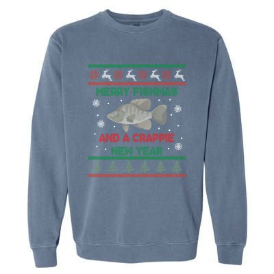 Funny Fisher Merry Fishmas And A Crappie New Year Gift Garment-Dyed Sweatshirt