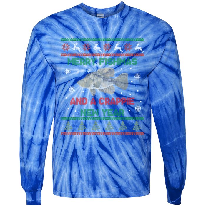 Funny Fisher Merry Fishmas And A Crappie New Year Gift Tie-Dye Long Sleeve Shirt