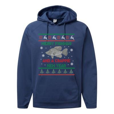 Funny Fisher Merry Fishmas And A Crappie New Year Gift Performance Fleece Hoodie