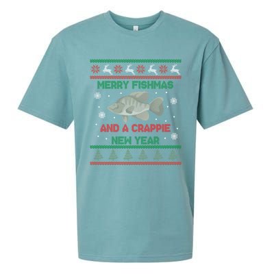 Funny Fisher Merry Fishmas And A Crappie New Year Gift Sueded Cloud Jersey T-Shirt