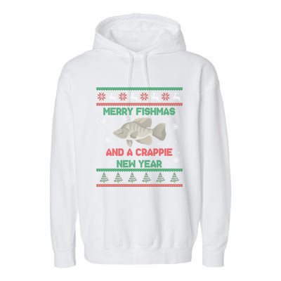 Funny Fisher Merry Fishmas And A Crappie New Year Gift Garment-Dyed Fleece Hoodie