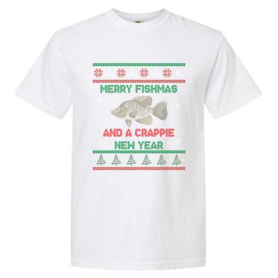 Funny Fisher Merry Fishmas And A Crappie New Year Gift Garment-Dyed Heavyweight T-Shirt