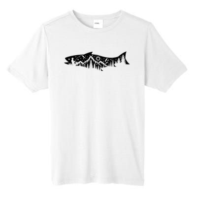 Fishing Forest Mountain Silhouette Outdoor Adventure Fishing Tall Fusion ChromaSoft Performance T-Shirt