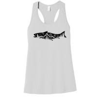 Fishing Forest Mountain Silhouette Outdoor Adventure Fishing Women's Racerback Tank