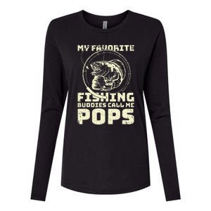 Funny Fisherman My Favorite Fishing Buddies Call Me Pops Womens Cotton Relaxed Long Sleeve T-Shirt