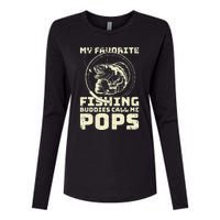 Funny Fisherman My Favorite Fishing Buddies Call Me Pops Womens Cotton Relaxed Long Sleeve T-Shirt