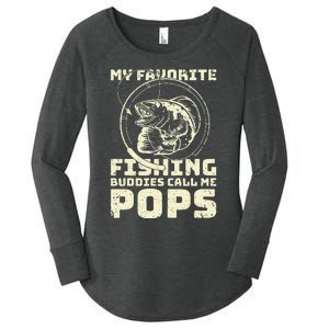 Funny Fisherman My Favorite Fishing Buddies Call Me Pops Women's Perfect Tri Tunic Long Sleeve Shirt