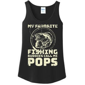 Funny Fisherman My Favorite Fishing Buddies Call Me Pops Ladies Essential Tank