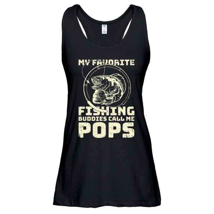 Funny Fisherman My Favorite Fishing Buddies Call Me Pops Ladies Essential Flowy Tank