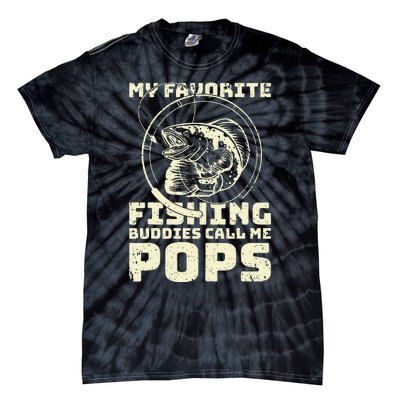 Funny Fisherman My Favorite Fishing Buddies Call Me Pops Tie-Dye T-Shirt