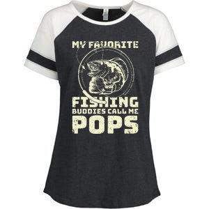 Funny Fisherman My Favorite Fishing Buddies Call Me Pops Enza Ladies Jersey Colorblock Tee