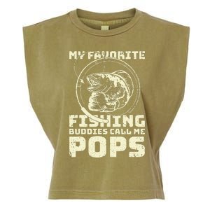 Funny Fisherman My Favorite Fishing Buddies Call Me Pops Garment-Dyed Women's Muscle Tee