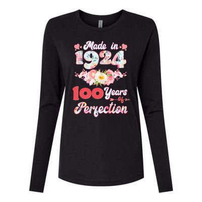 Flower Floral Made In 1924 100 Years Of Perfection Womens Cotton Relaxed Long Sleeve T-Shirt