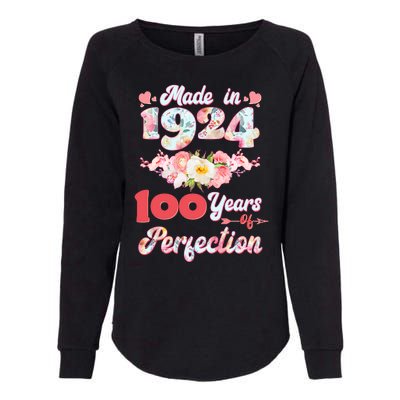 Flower Floral Made In 1924 100 Years Of Perfection Womens California Wash Sweatshirt