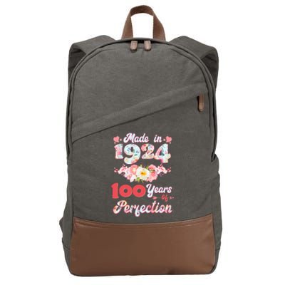 Flower Floral Made In 1924 100 Years Of Perfection Cotton Canvas Backpack