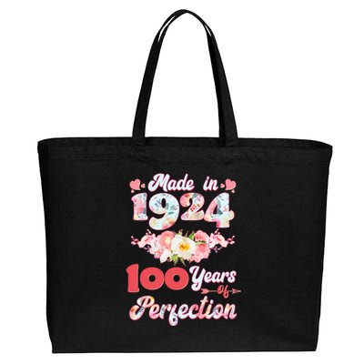 Flower Floral Made In 1924 100 Years Of Perfection Cotton Canvas Jumbo Tote