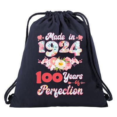 Flower Floral Made In 1924 100 Years Of Perfection Drawstring Bag