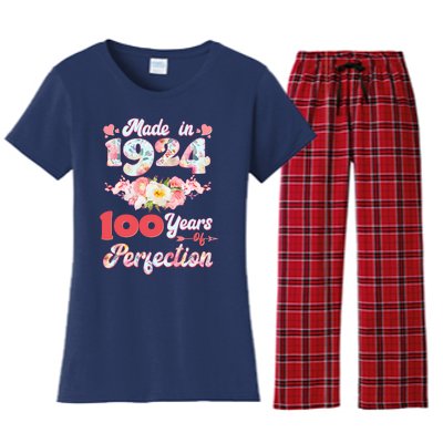 Flower Floral Made In 1924 100 Years Of Perfection Women's Flannel Pajama Set