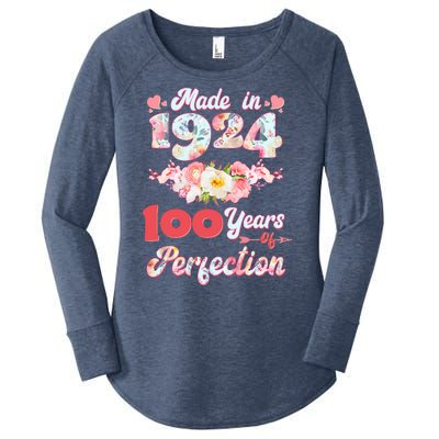 Flower Floral Made In 1924 100 Years Of Perfection Women's Perfect Tri Tunic Long Sleeve Shirt