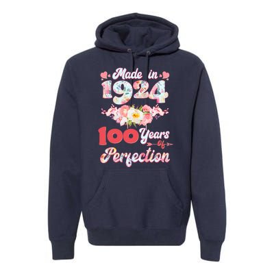 Flower Floral Made In 1924 100 Years Of Perfection Premium Hoodie