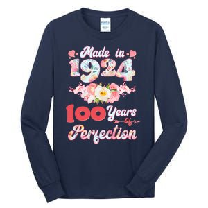 Flower Floral Made In 1924 100 Years Of Perfection Tall Long Sleeve T-Shirt