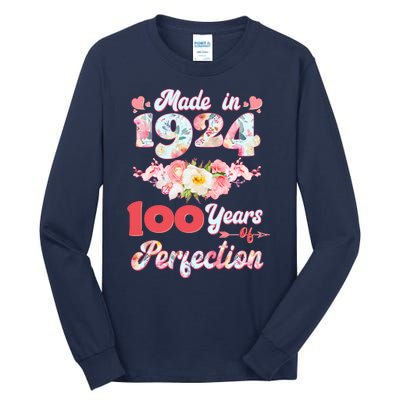 Flower Floral Made In 1924 100 Years Of Perfection Tall Long Sleeve T-Shirt