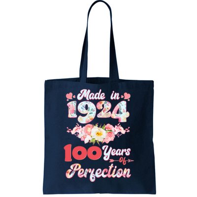 Flower Floral Made In 1924 100 Years Of Perfection Tote Bag