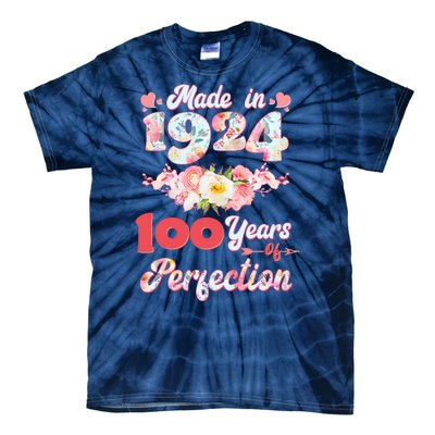 Flower Floral Made In 1924 100 Years Of Perfection Tie-Dye T-Shirt